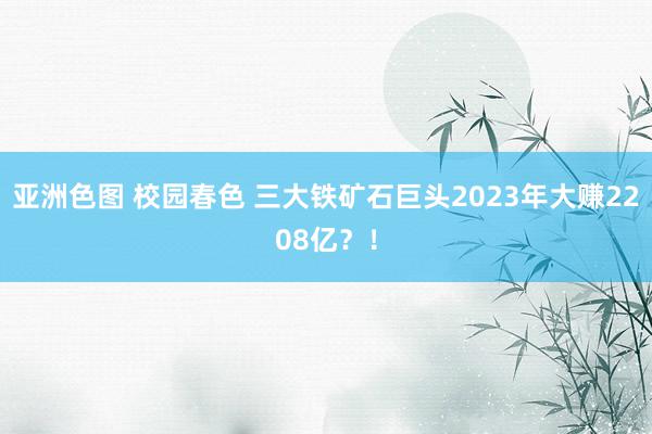 亚洲色图 校园春色 三大铁矿石巨头2023年大赚2208亿？！